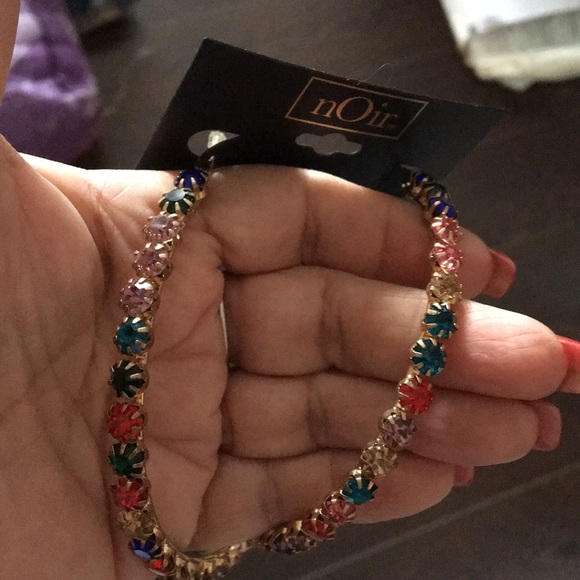 New Noir Black Label Multi-Crystal Hoops - Picture 1 of 1